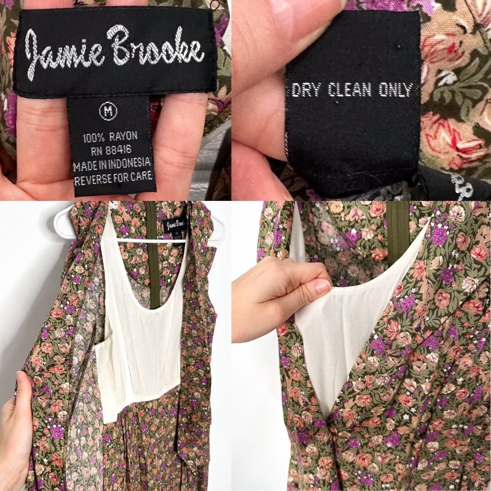 Jamie Brooke Wide-Leg Floral Print Vest Jumpsuit Vintage 90s Women’s Size M - Picture 3 of 16